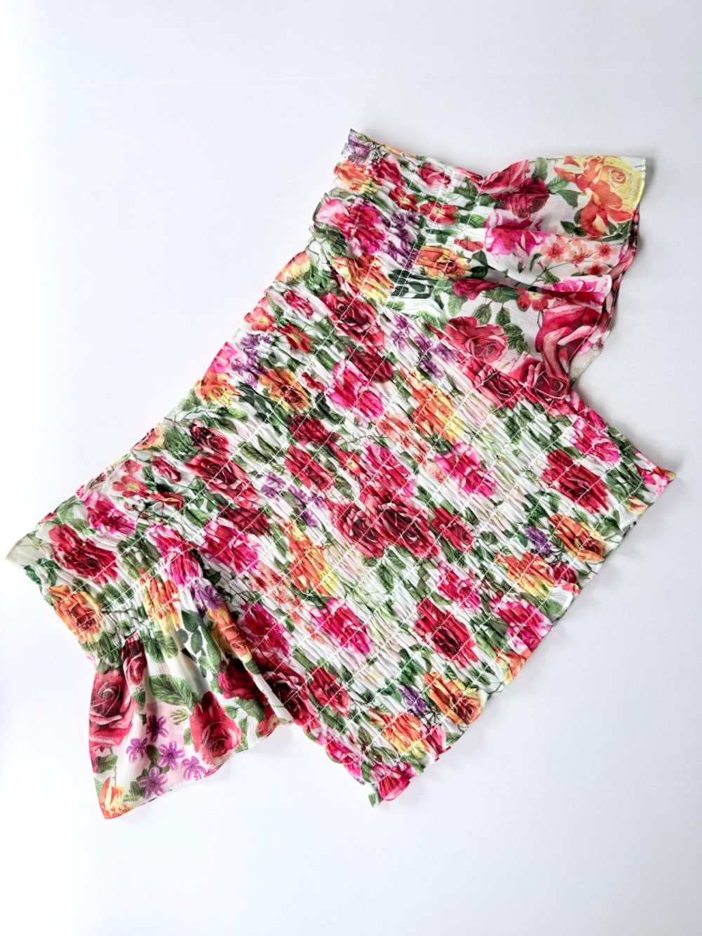 L’Agence Bexley Off Shoulder Smocked Top in White Multi Garden Floral S $260 - Picture 9 of 15
